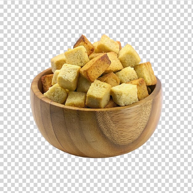 PSD croutons de pão branco contra um fundo pálido isolado sobre um fundo transparente