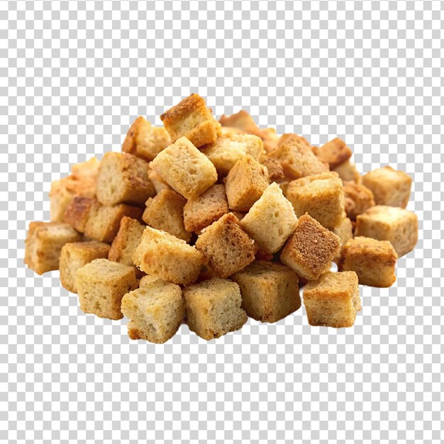 PSD croutons em tigela de madeira isolados em fundo transparente