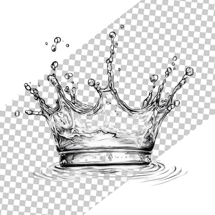 PSD crown water splash elegant design tinte zeichnung illustration kunst reiner stil sauber frisch