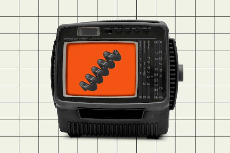 PSD crt-fernsehbildschirm-mockup mit retro-digitalgerät psd