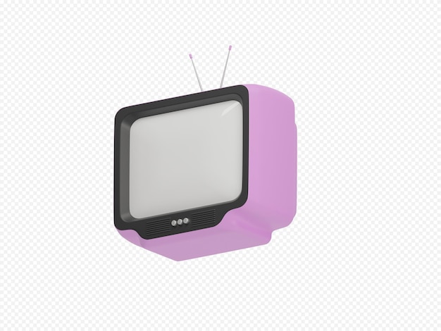 Crt-TV-Symbol isoliert 3D-Render-Illustration mit transparentem Hintergrund