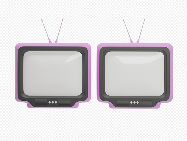 Crt-TV-Symbol isoliert 3D-Render-Illustration mit transparentem Hintergrund