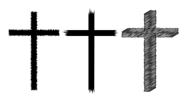 PSD cruces negras con estilo de boceto aislado sobre fondo blanco
