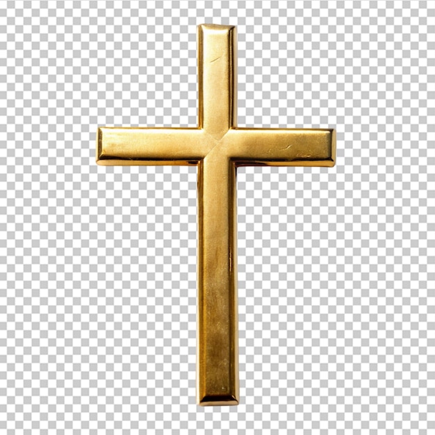 PSD crucifixo antigo feito de ouro igreja católica romana de jesus cristo em fundo transparente