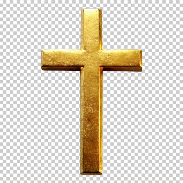 PSD crucifixo antigo feito de ouro igreja católica romana de jesus cristo em fundo transparente