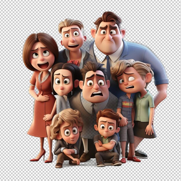 Cruel american family 3d estilo de dibujos animados de fondo transparente i