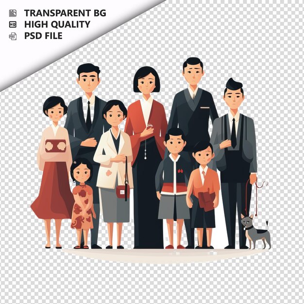 PSD cruel asian family flat icon estilo isola de fundo branco