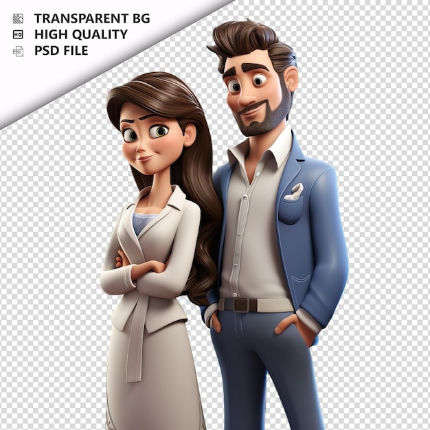 PSD cruel european couple 3d estilo de desenho animado fundo branco i