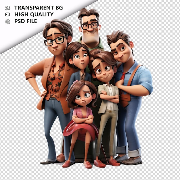 PSD cruel latin family 3d cartoon style fundo branco isolado