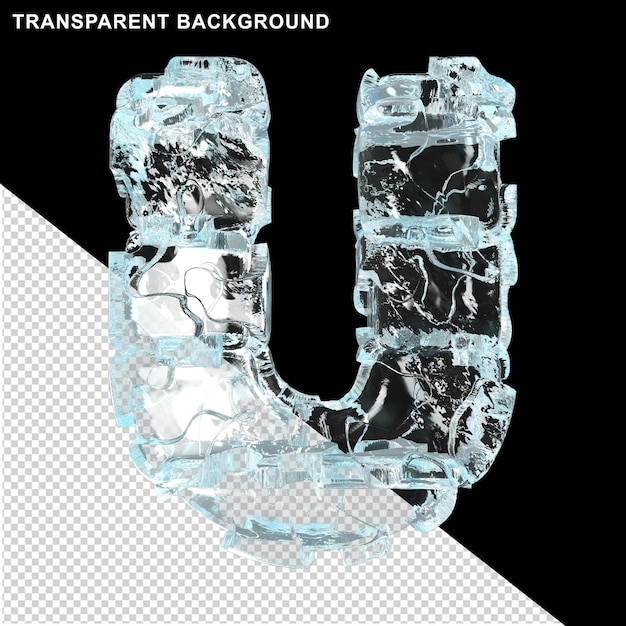 Crushed-ice-buchstaben. 3d-buchstabe u