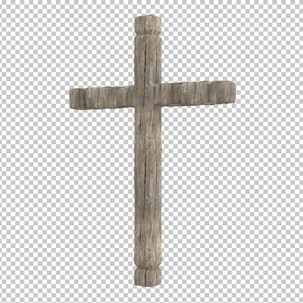 Cruz católica de madera que simboliza a cristo fondo transparente