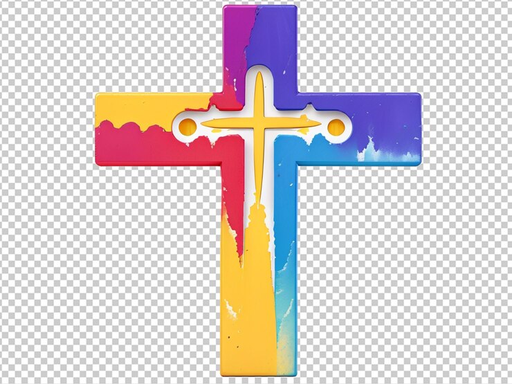 PSD cruz cristã colorida