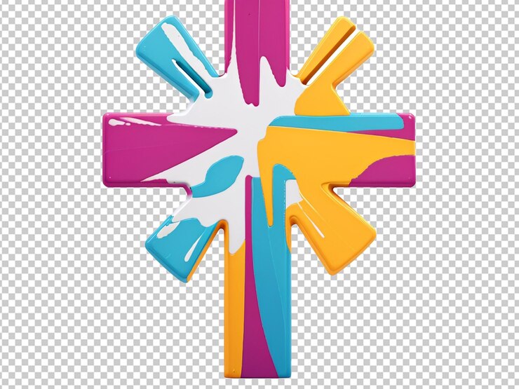 PSD cruz cristiana colorida 3d