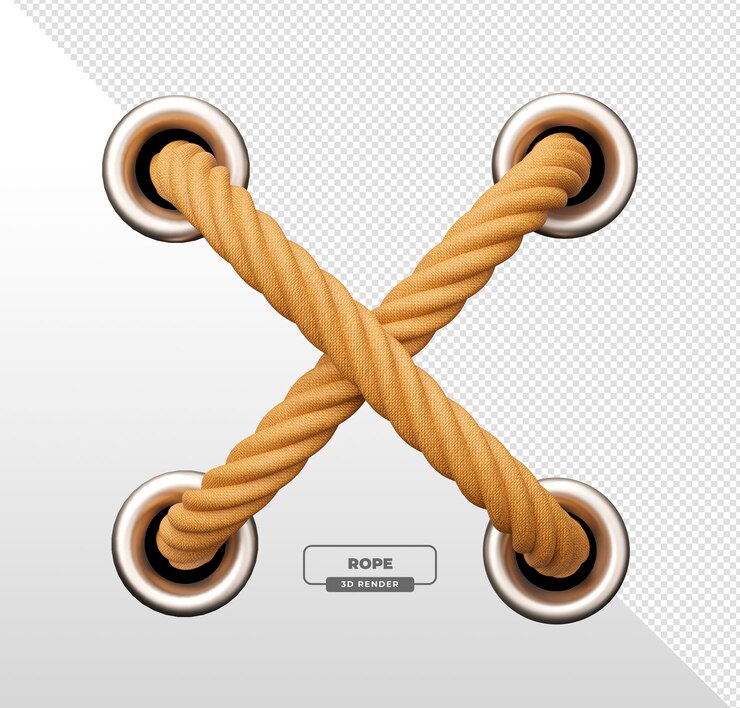 PSD cruz de corda com eyelets renderização 3d