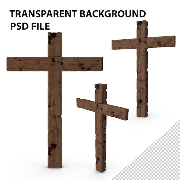 PSD cruz de madera desgastada png