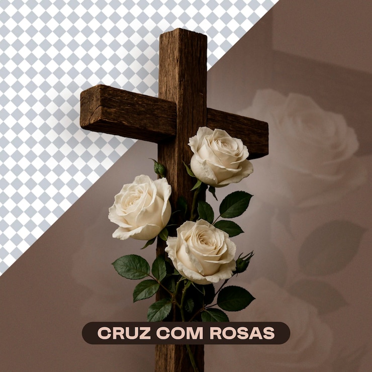 PSD cruz con rosas blancas