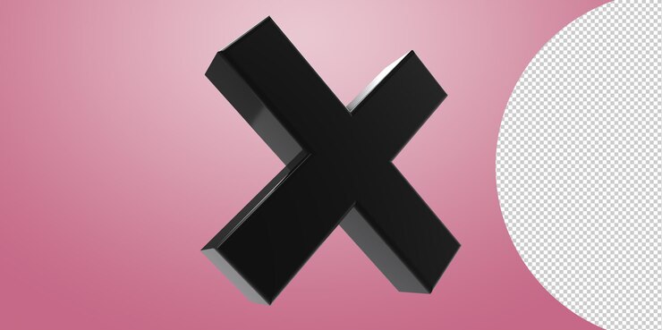 PSD cruz signo 3d color negro sobre un fondo transparente png