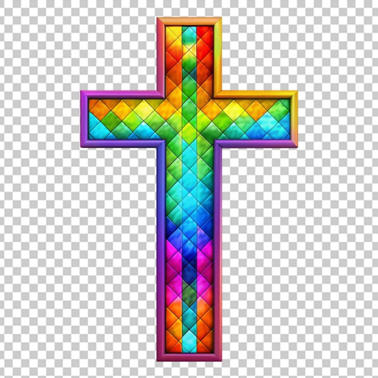 PSD cruz símbolo religioso cristão isolado em fundo transparente