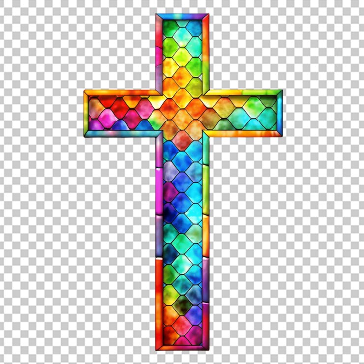 PSD cruz símbolo religioso cristão isolado em fundo transparente