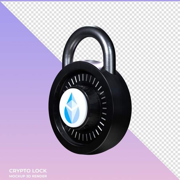 PSD crypto lock lido apilado con el icono 3d de eth steth