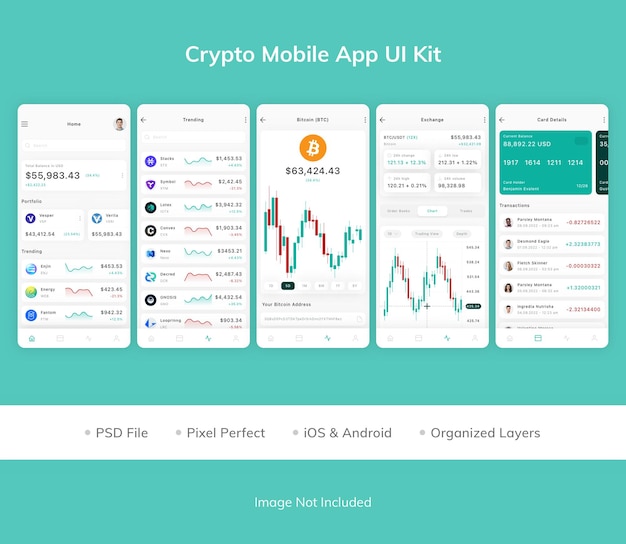 PSD crypto mobile app ui-kit