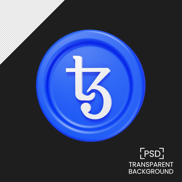 Crypto Tezos moneda 3d render ilustración aislada transparente