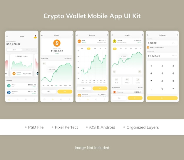 PSD crypto wallet mobile app ui-kit