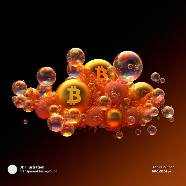 PSD cryptobubbles_minimalistic_futuristic_bitcoin_cryptocurrency_3d_figure_nft