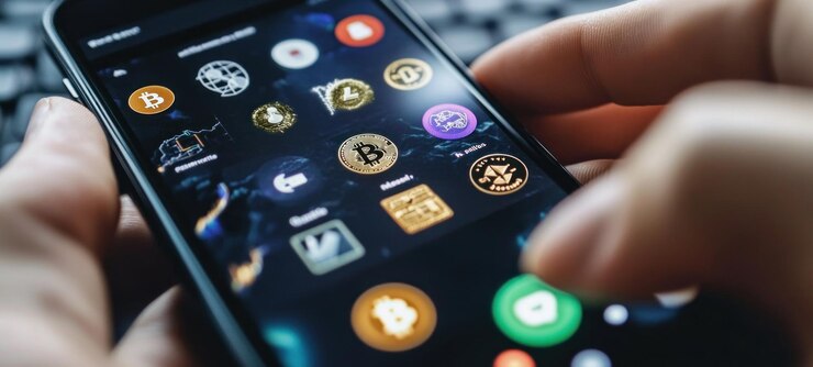PSD cryptocurrency trading app on smartphone