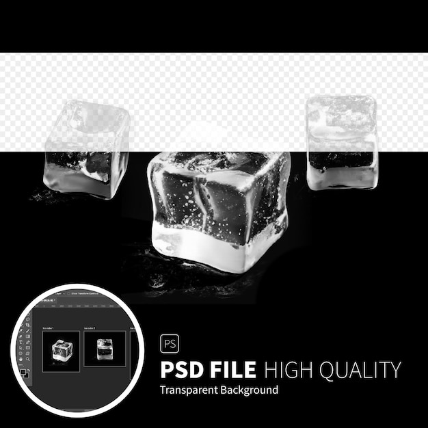 PSD crystal clear coolness descarga el archivo psd de cubo de hielo