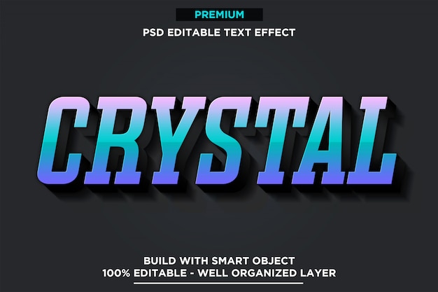 Crystal - plantilla de efecto de fuente de estilo de texto en 3d psd