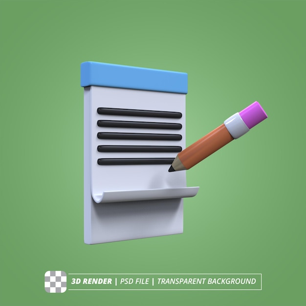 PSD cuaderno 3d render imágenes aisladas