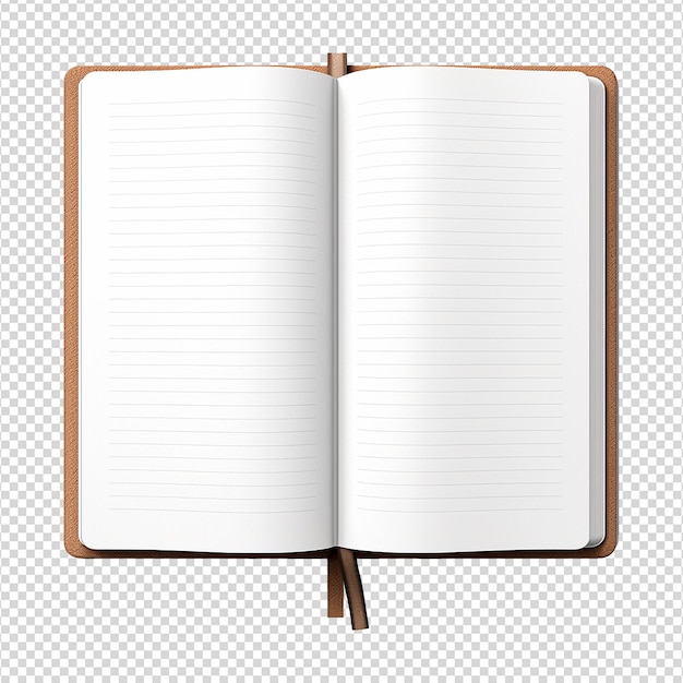 Cuaderno abierto aislado en fondo transparente png