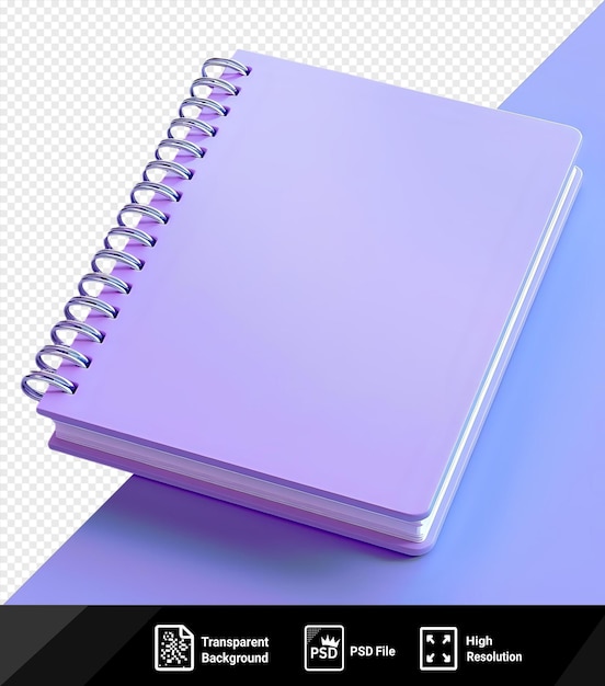 PSD cuaderno y bolígrafo sobre un fondo púrpura png