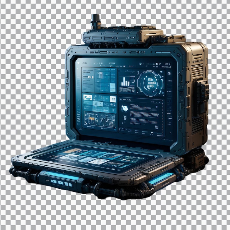 PSD un cuaderno digital futurista aislado en un fondo transparente