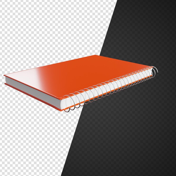 PSD cuaderno de espiral de cubierta de color naranja aislado