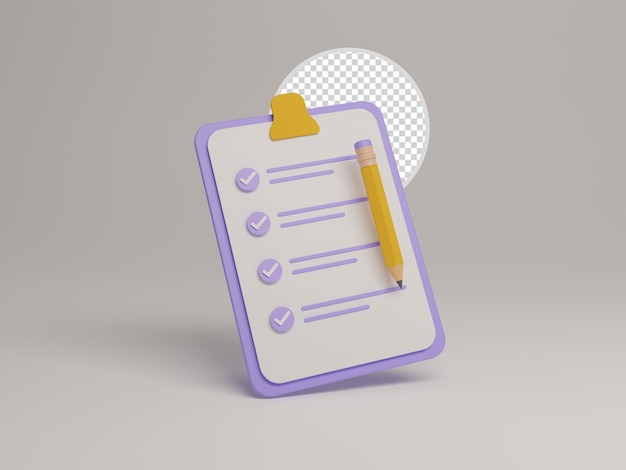 PSD cuaderno y lápiz icono 3d aislado con fondo transparente