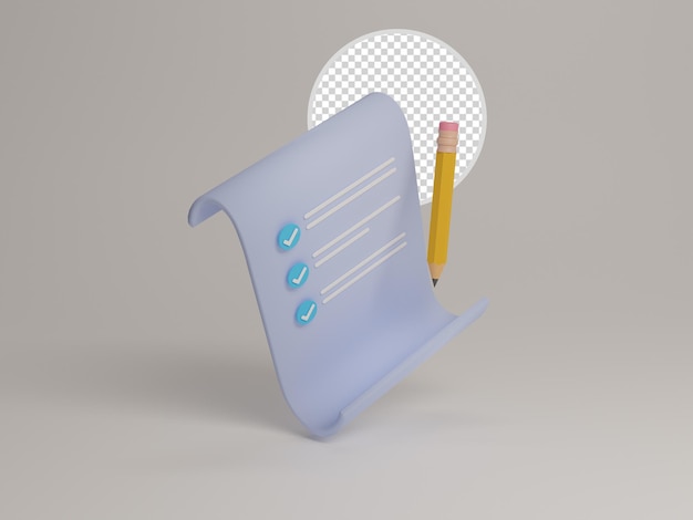 Cuaderno y lápiz icono 3d aislado con fondo transparente