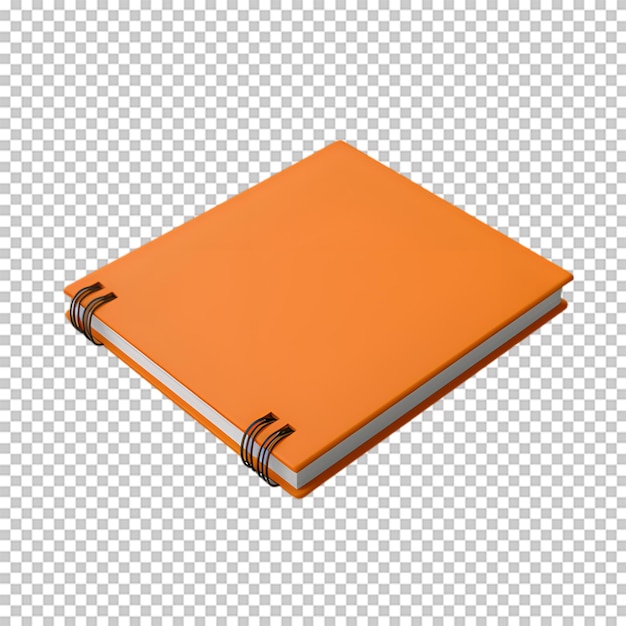 PSD cuaderno naranja con fondo transparente aislado por un bolígrafo