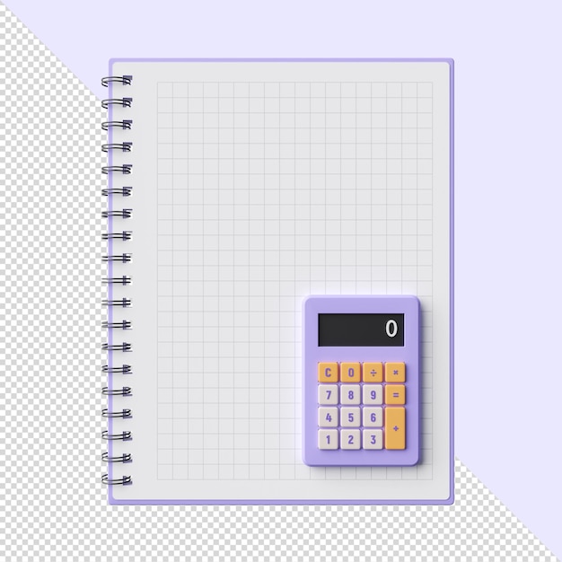 PSD cuaderno de notas en espiral 3d con calculadora