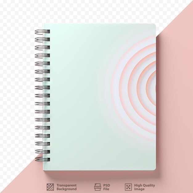 PSD cuaderno de papel en espiral sin diseño sobre un fondo transparente