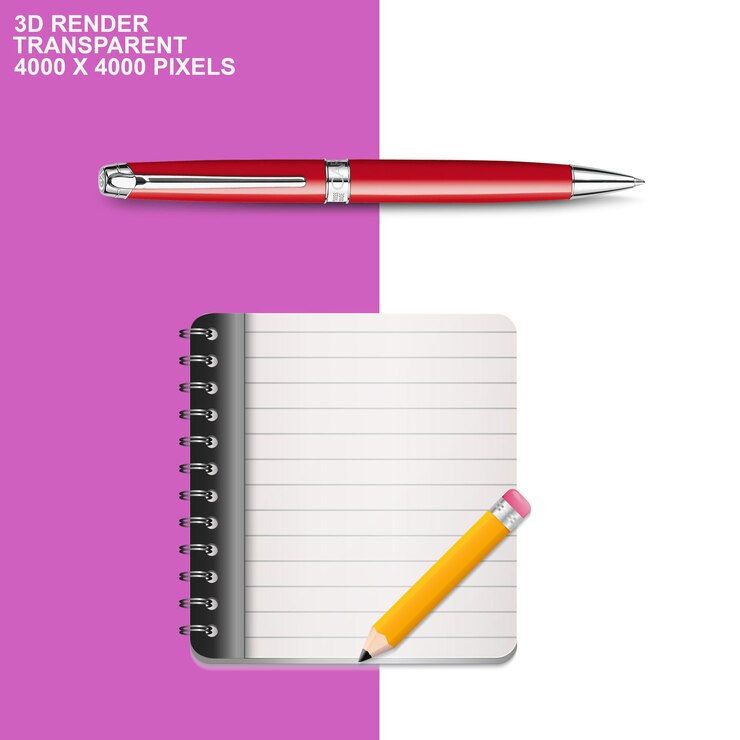 PSD un cuaderno con una pluma y una pluma en él