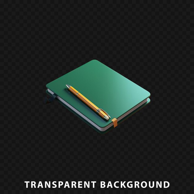 PSD cuaderno de renderizado 3d y lápiz aislado sobre fondo transparente