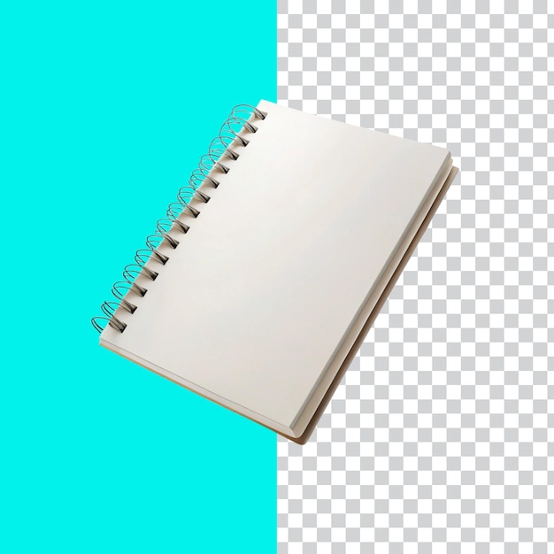 Cuaderno vacío para maqueta aislado sobre un fondo transparente
