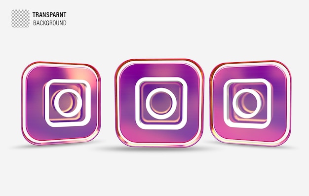 cuadrado 3d psd con conjunto de iconos de instagram