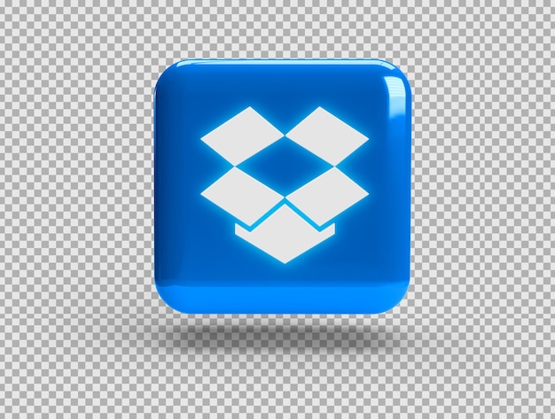 PSD cuadrado 3d realista con el logotipo de dropbox
