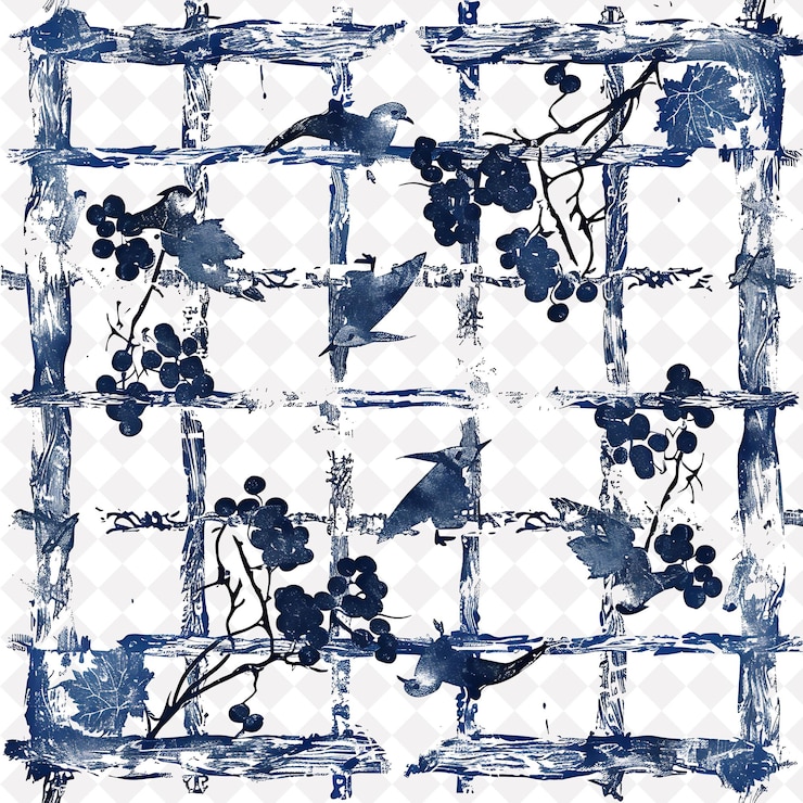 PSD un cuadrado azul y blanco con una imagen de uvas y un barco