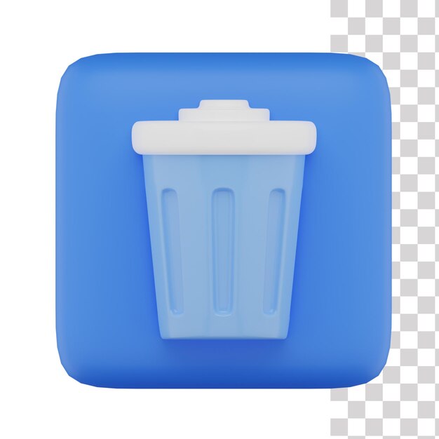 Un cuadrado azul con un bote de basura blanco.