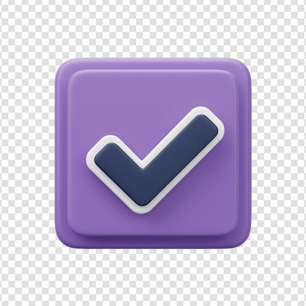 Cuadrado púrpura con un icono de marca de comprobación