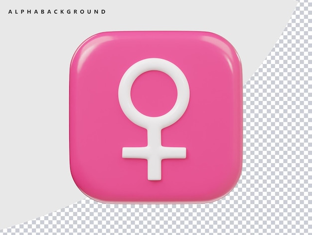 cuadrado rosa y rosa con un símbolo femenino en él